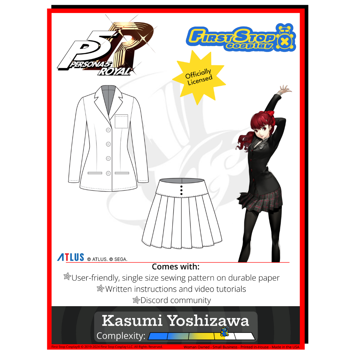 Persona 5 Royal Kasumi Yoshizawa Shujin Academy Sewing Pattern