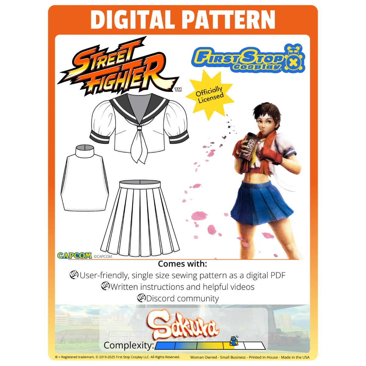 Street Fighter DIGITAL Sakura Sewing Pattern