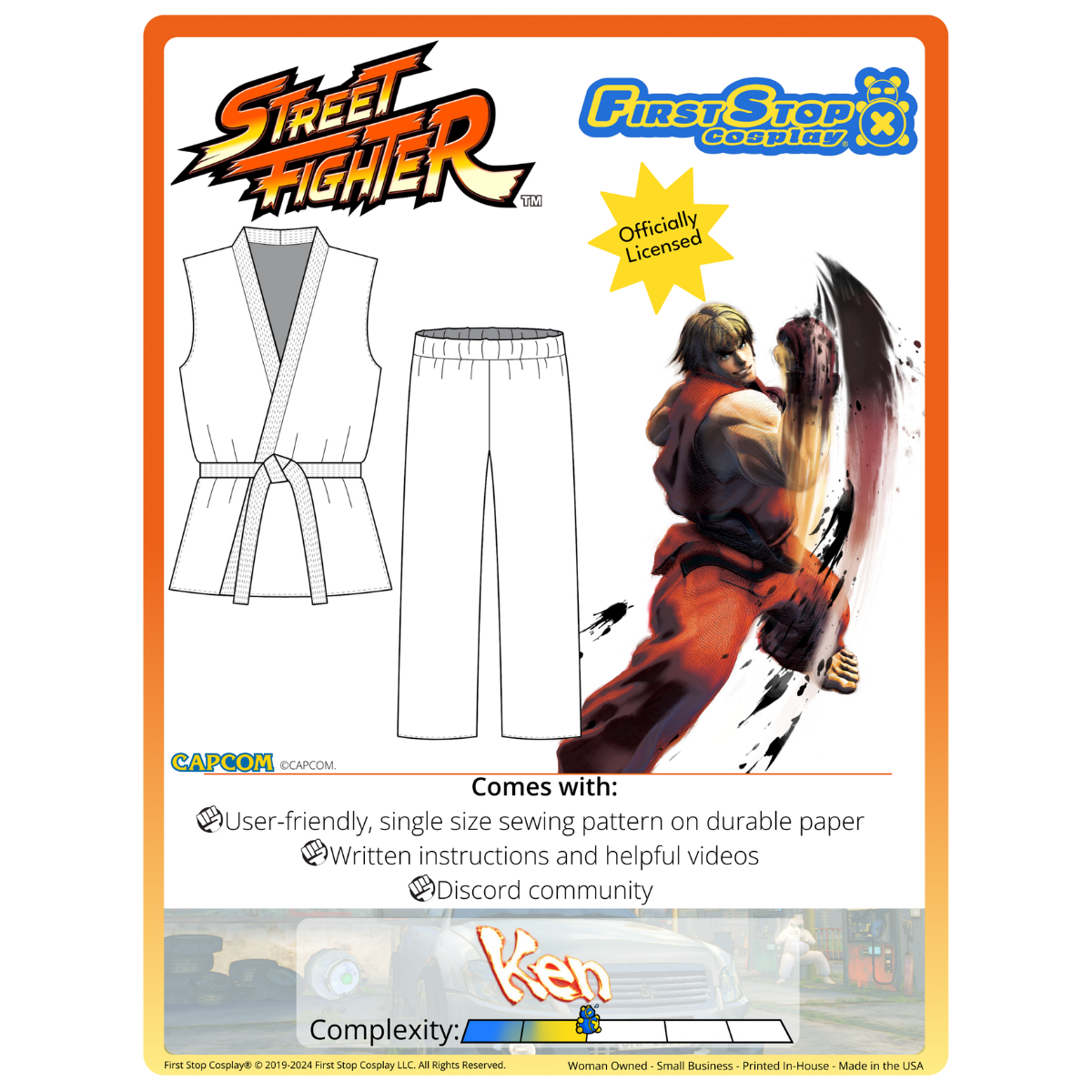 Street Fighter Ken Sewing Pattern