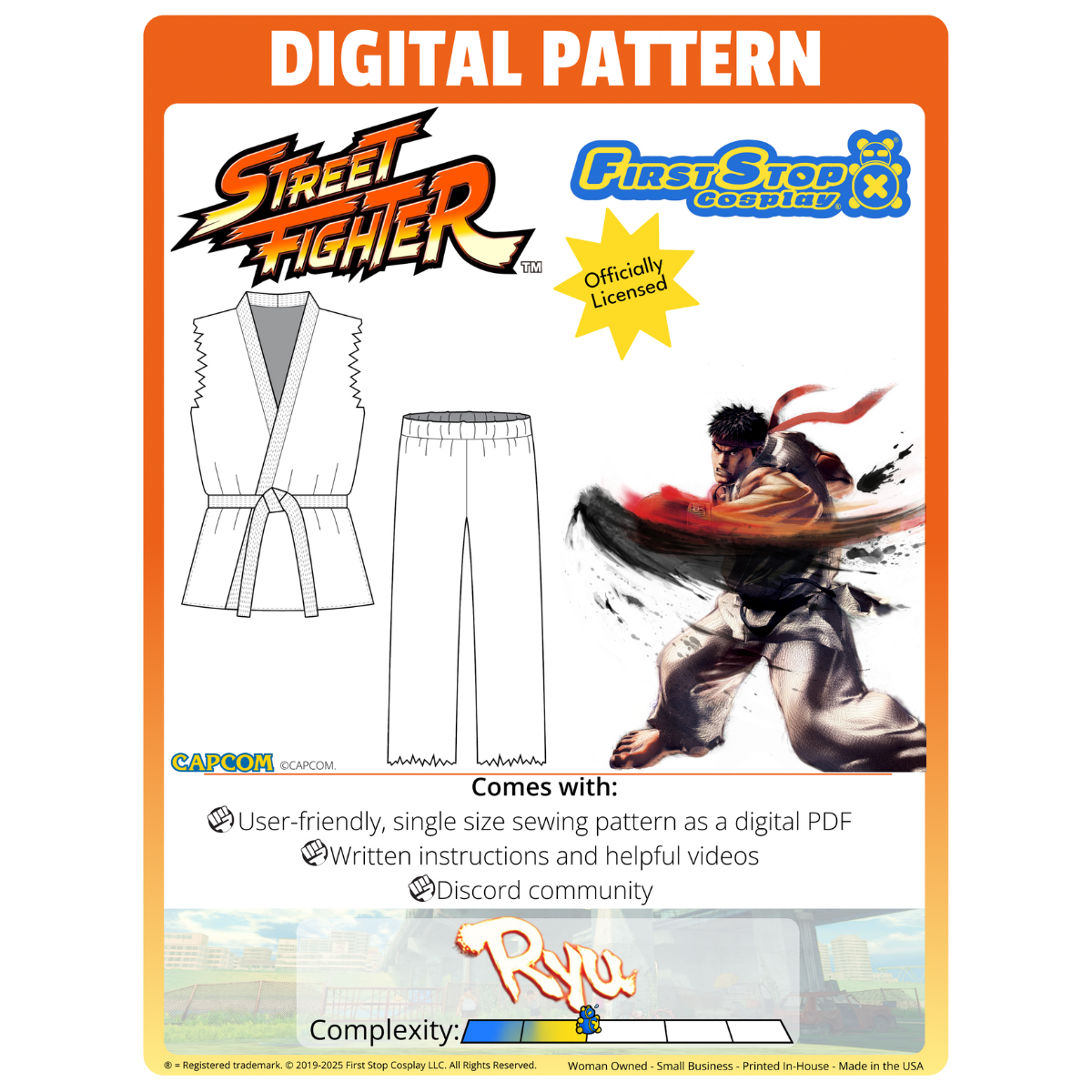 Street Fighter DIGITAL Ryu Sewing Pattern